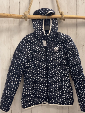 Adidas Winterjacke Gr. 40  blau weiße Punkte + Bund