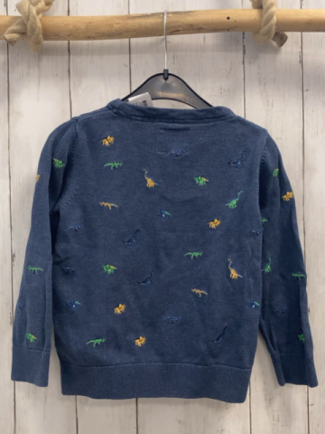   Pullover  Gr. 110  blau Strick bunte Dinos Strick 