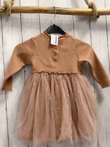 Next  Kleid  Gr. 86  ocker Strickoberteil Tüllrock mit goldenen Glitzersternen 