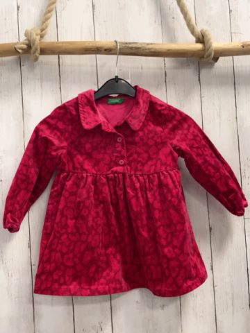 Benetton Kleid  Gr. 92  aubergine Kord pink Druck