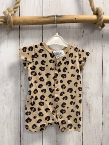 H&M  Playsuit  Gr. 56  beige schwarz braun leoprint 