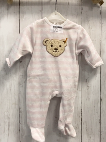 Steiff  Strampler  Gr. 56  rosa weiße Streifen Nicky Bärenkopf 