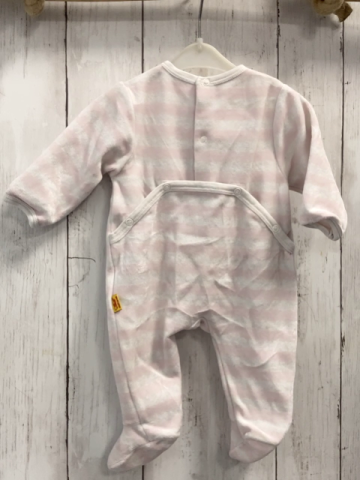 Steiff  Strampler  Gr. 56  rosa weiße Streifen Nicky Bärenkopf 