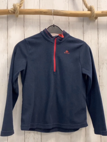 Decathlon Pullover  Gr. 140  blau Fleece roter Reißverschluss 