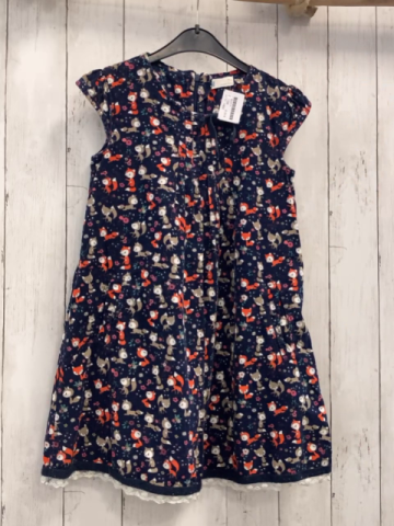 H&M  Kleid  Gr. 128  blau Kord bunte Füchse Blumen 