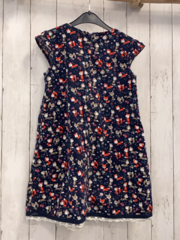 H&M  Kleid  Gr. 128  blau Kord bunte Füchse Blumen 