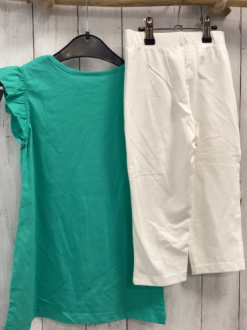 2tlg BonPrix  Longshirt + Caprileggings  Gr. 116  grün Hase + Schmetterlinge + Blumen + weiß 