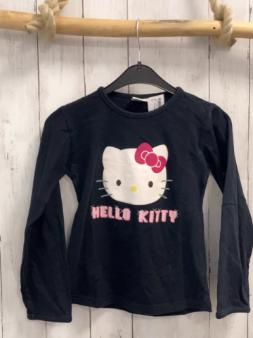   Langarmshirt Gr. 122/128  schwarz Hello Kitty Schrift 