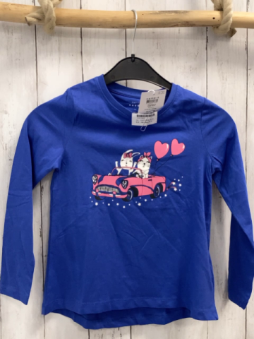 neu Name it  Langarmshirt  Gr. 122/128  lila Auto mit Tieren Herzen 