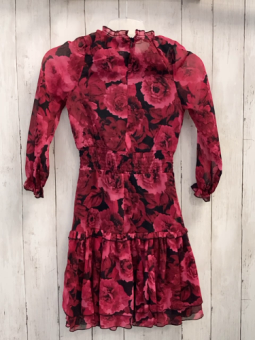 BonPrix  Kleid  Gr. 128  schwarz weinrot rosa Rosen 