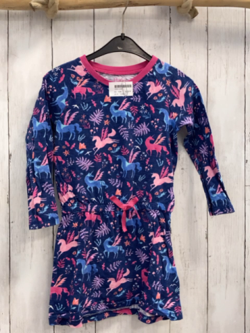 Hatley  Kleid  Gr. 104  blau bunte Einhörner + Blätter pink Bund 