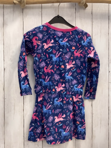 Hatley  Kleid  Gr. 104  blau bunte Einhörner + Blätter pink Bund 