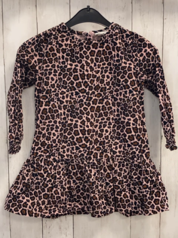  Kleid  Gr. 110  rosa Rippen  schwarz braun leoprint 