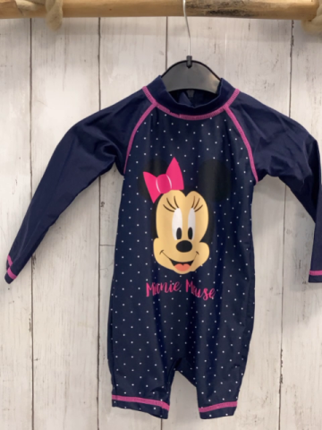 Disney  UV-Schutzoverall Gr. 80  blau weiße Punkte Minnie Mouse pink Nähte 