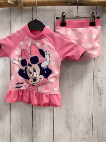 2tlg Disney  UV-Schutzset  Gr. 74  rosa pink Minnie Mouse Herzen + Punkte 