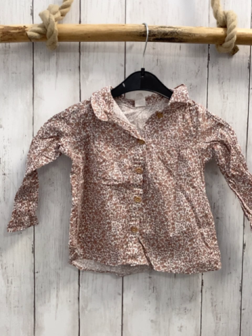 H&M  Bluse  Gr. 80  weiß hellbraune Blumen 