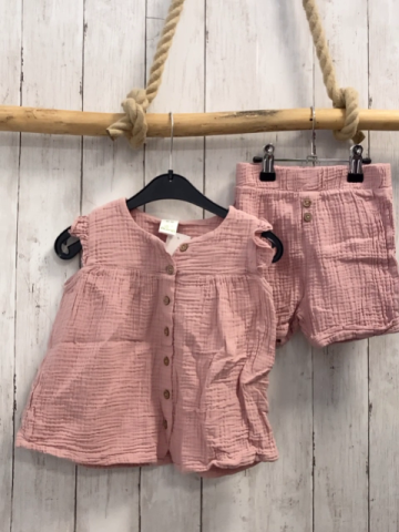 2tlg  Sommerbluse + Shorts  Gr. 92  rosa Struktur 
