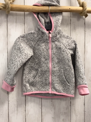 H&M  Strickjacke  Gr. 92  grau hellgrau meliert rosa Bund + Reißverschuss 