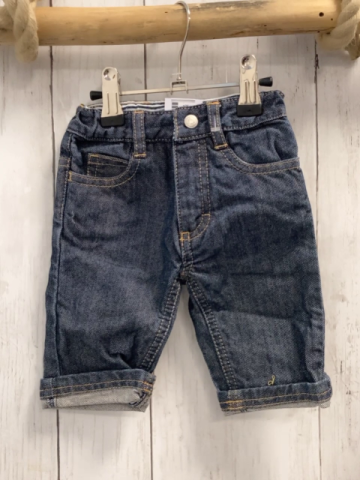 Petit Bateau  Hose  Gr. 56  blau Jeans Umschlag Gummizugbund 