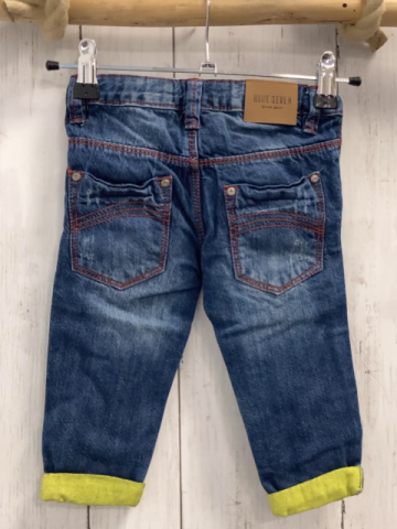 Blue Seven  hose  Gr. 74  blau Jeans rote Nähte UmschlagBund verstellbar 