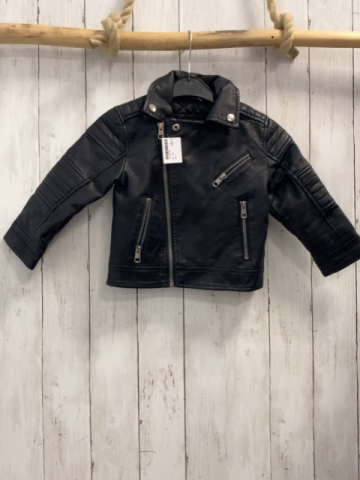  Lederjacke  Gr. 92  schwarz graue Reißverschlüsse 