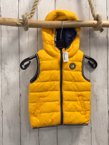   Wende-Weste  Gr. 80  gelb / blau Kapuze Bund mit weißer Srift 