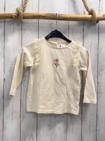 Zara  Langarmshirt  Gr. 110  creme Blume mit golden Glitzer Rüschen