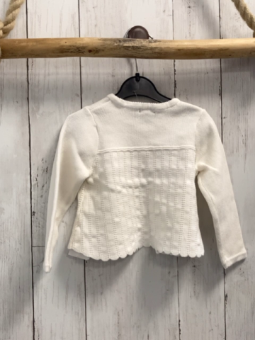 Sergent Major  Strickjacke  Gr. 80  weiß gestickte Blumen + Herzen