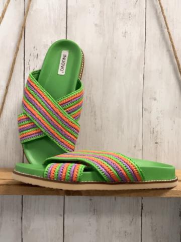 Inuovo  Sandaletten  Gr. 40  hellgrün orange lila Riemen hellgrüne Sohle 