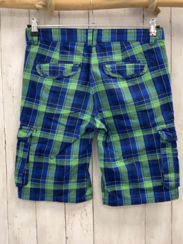 Review  Shorts  Gr. 176  blau hellgrün schwarz weiß kariert Bund verstellbar 