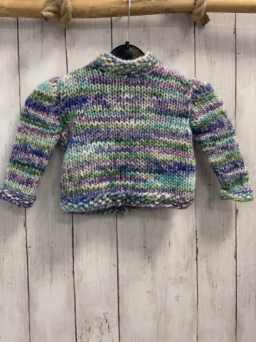   Strickjacke  Gr. 80  hellgrün weiß lila blau hellblau weiß meliert selbst gestrickt 