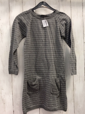 Name it  Kleid  Gr. 128  grau silber Glitzerstreifen Strick 