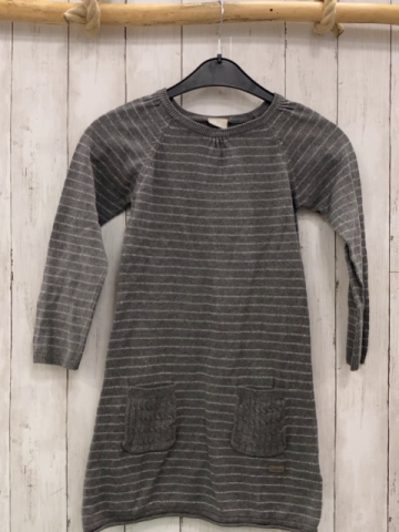 Name it  Kleid  Gr. 128  grau silber Streifen Strick 