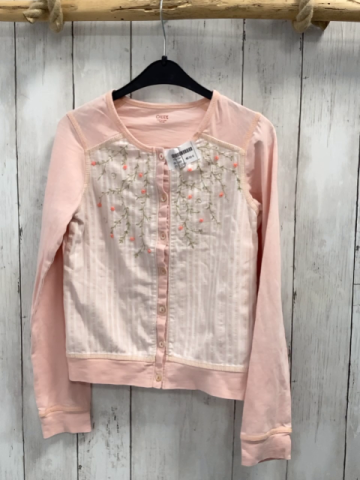 Oilily  Sweatjacke  Gr. 140  weiß lachs Streifen mit Blumen lachs Ärmel 