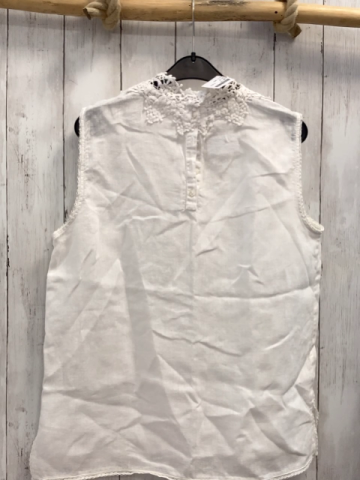 zara Sommerbluse Gr. M weiß Leinen Häkelei