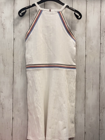 Tommy Hilfiger  Kleid  Gr. 152  weiß Rippen + weiß beige schwarz rot hellblaue Streifen 