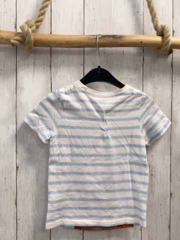   T-Shirt  Gr. 104  weiß hellblaue Streifen Bär 