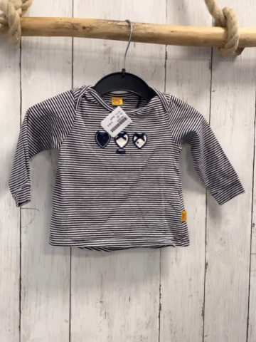 Steiff Langarmshirt Gr. 62  schwarz weiß gestreift Herzen