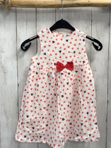 Disney  Kleid  Gr. 92  weiß rote Herzen Minnie Mouse Köpfe rote Schrift 