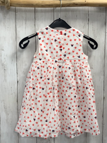 Disney  Kleid  Gr. 92  weiß rote Herzen Minnie Mouse Köpfe rote Schrift 