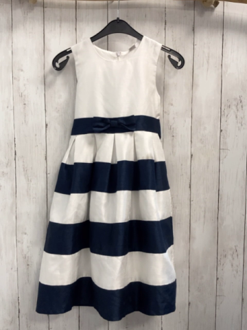 Topo  Kleid  Gr. 128  weiß blaue Streifen blaue Schleife 