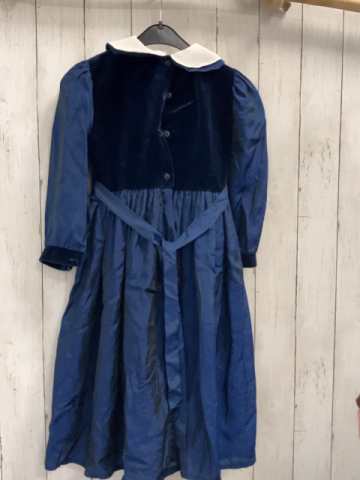   Kleid  Gr. 140  bau Samtoberteil mit Rosetten glänzender Stoff 