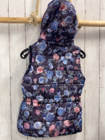 H&M  Weste  Gr. 140  grau bunte Blumen Kapuze 