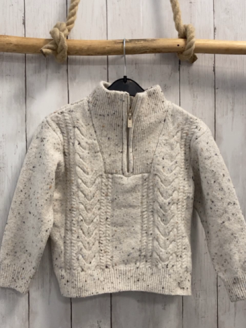 Okaidi Pullover Gr. 110  weiß meliert Reißverschluss Strick