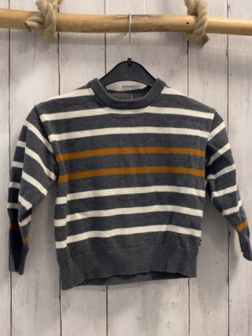 Okaidi Pullover Gr. 110  grau weiß ocker gestreift Strick