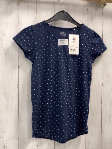 neu  T-Shirt  Gr. 134/140  blau weiß rosa Punkte 