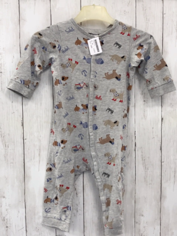 H&M  Schlafanzug  Gr. 80  grau Hunde Schrift 