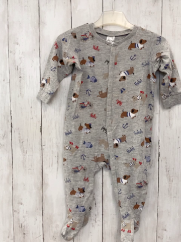 H&M Schlafanzug Gr. 74  grau Hunde blaue Schrift