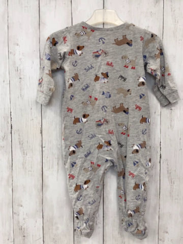 H&M Schlafanzug Gr. 74  grau Hunde blaue Schrift