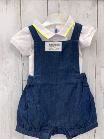 2tlg Jacadi Body + Latzshorts Gr. 68  weiß + blau